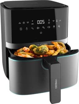 Heteluchtfriteuse - Airfryer - Gezond Koken - PerfectCook Technologie - 55 L Inhoud - Zwart Roestvrij Staal — thumbnail 1