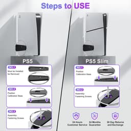 Verticale standaard voor PlayStation 5 Slim - TENZHVXI® - Inclusief schroeven - Eenvoudige installatie - Stabiel en antislip - Waterbestendig - Hoogwaardige constructie - Zwart — thumbnail 5
