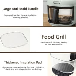 Verticale luchtfriteuse - Digitale oven - Gezond koken - Zichtbaar glas - 4 liter - Groen — thumbnail 2