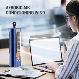 Bladloze Ventilator - Torenventilator Staande - Comfortabele Koeling - Stille Werking Circulatie - 90 Graden - Blauw — thumbnail 4