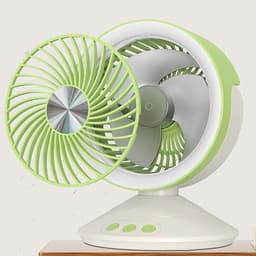 Tafelventilator - Draagbare ventilator - Luchtcirculatie thuis - 4 snelheden met nachtlicht - 160x215mm - Grasgroen — thumbnail 2