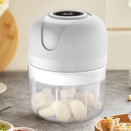 Mini Hakmolen - Keukenmachine - Ingrediënten Snijden - Draadloos USB Oplaadbaar - 250 ml - Wit — thumbnail 2