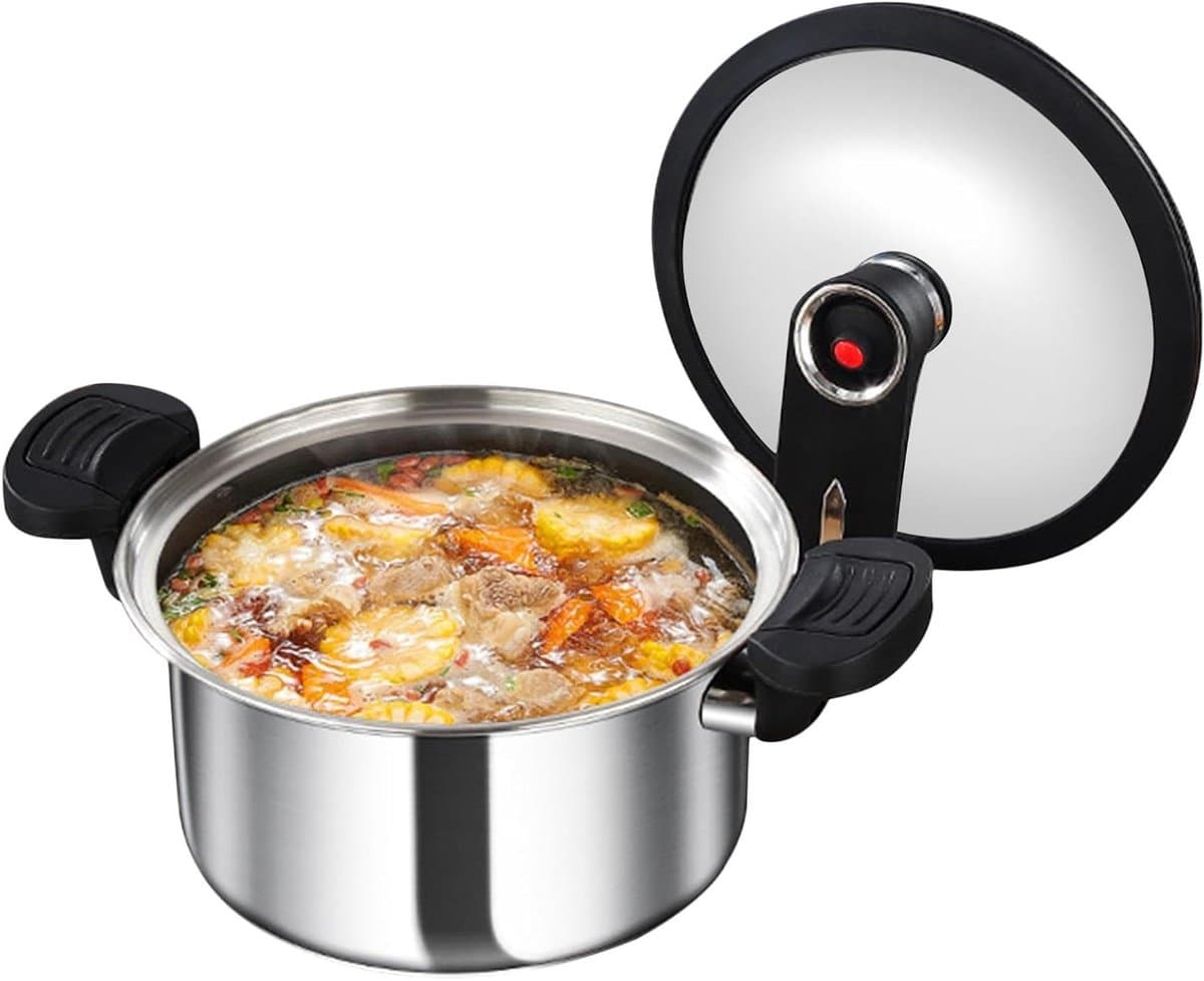 Portable Pressure Cooker, Fish Pan for Seafood, Stainless Steel Fast Multifunction Kitchen Pan for Bean and Meat Dishes — afbeelding 1