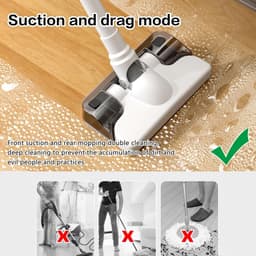 Steelstofzuiger met Dweilfunctie - Draadloze Schoonmaker - Vloeren Reinigen - 2-in-1 Nat-Droog - 200 ml - Grijs — thumbnail 5