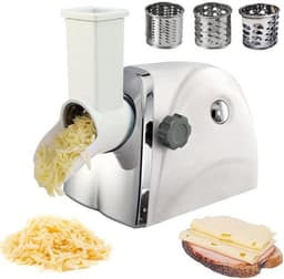 Elektrische Kaasrasp - Groentesnijder Keukenmachine - Snel Ingrediënten Snijden - 3 Roestvrijstalen Messen - 300W Vermogen - Zilver — thumbnail 1