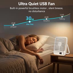 KZQ Draagbare Herlaadbare Ventilator - Stille Kleine Bureauventilator Met 180° Kantelhoek - 100 Snelheden Geschikt Voor Slaapkamer Kantoor Thuis En Buiten - Crèmewit — thumbnail 4