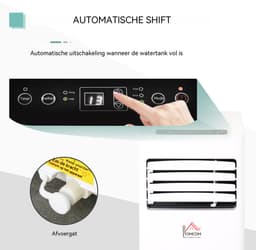 Mobiele Airco - Mobiele Airconditioner 7000BTU 3-in-1 – Koelen – Luchtontvochtiger – Ventilator – 24h Timer – 2 Snelheden – Voor 10-26 m² – Compact – Wit — thumbnail 5