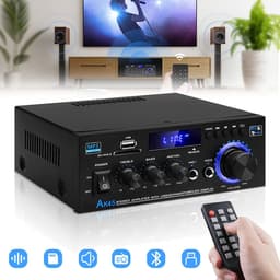 Bluetooth 5.0 Audioversterker Ontvangers - AK45 Hifi Stereo Mini Eindversterker RMS 40W 2.0 Kanaals Home Theater Audio Componenten Luidsprekers Versterker W/MIC USB RCA FM Radio — thumbnail 1