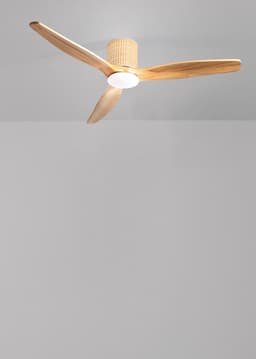 CREATE - Plafondventilator 40W stil Ø132 cm met LED verlichting in behuizing en lamp - WIND CALM RATTAN — thumbnail 1