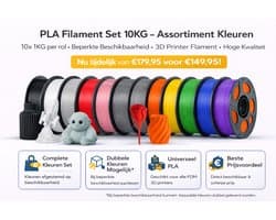 PLA Filament Set 10KG – Assortiment Kleuren (1KG per rol) – 3D Printer Filament – Hoge Kwaliteit – Joy Goods - OBV beschikbaarheid