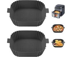 Siliconen bakplaat voor airfryer 19,5 cm, 2 stuks - Oven- en magnetronaccessoires, grijs