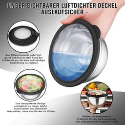 Mengkom set - Keukenbakken - Ingrediënten mengen - Met raspopzetstukken - 5 maten 4.6L - Zwart — thumbnail 3