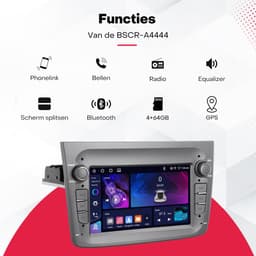 Boscer Android 15 Autoradio - Geschikt voor Alfa Romeo Mito (2008-2018) - 4+64GB - 8.2 inch HD IPS Touchscreen - Draadloze Apple CarPlay & Android Auto - GPS Navigatie - WIFI, Bluetooth, USB & MP5 - Microfoon & AHD Achteruitrijcamera — thumbnail 4