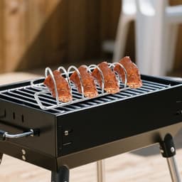 Rib Rack Grill, Large Bbq Rack, 8.66-Inch Compact Stainless Steel Non-Stick Frame, Cooking Tool for Outdoor Air Fryer Picnic Lawn Garden Use, Meal Prep, Events, or Weekend — thumbnail 6
