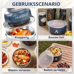 Draagbare Heteluchtfriteuse - Airfryer Compact - Snel Maaltijden Bereiden - Dubbelwandige Isolatie - 3.8 Liter - Blauw — thumbnail 4