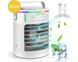 Elcostar® PRO Portable Airco met Accu - Mini Airco - 2026 Model - Mobiele Airco - Luchtkoeler 4-in-1 - 4 windsnelheden, 2 luchtbevochtingsstanden & Timer - Aircooler - Draagbare Airco - Lekvrij - Airco - Ingebouwde Accu - Wit — afbeelding 1