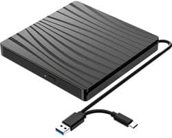 Casa Living Externe DVD Speler - Plug & Play - USB 3.0 - Type-C - Draagbare CD/DVD Drive voor Laptop, MacBook & Windows - Zwart