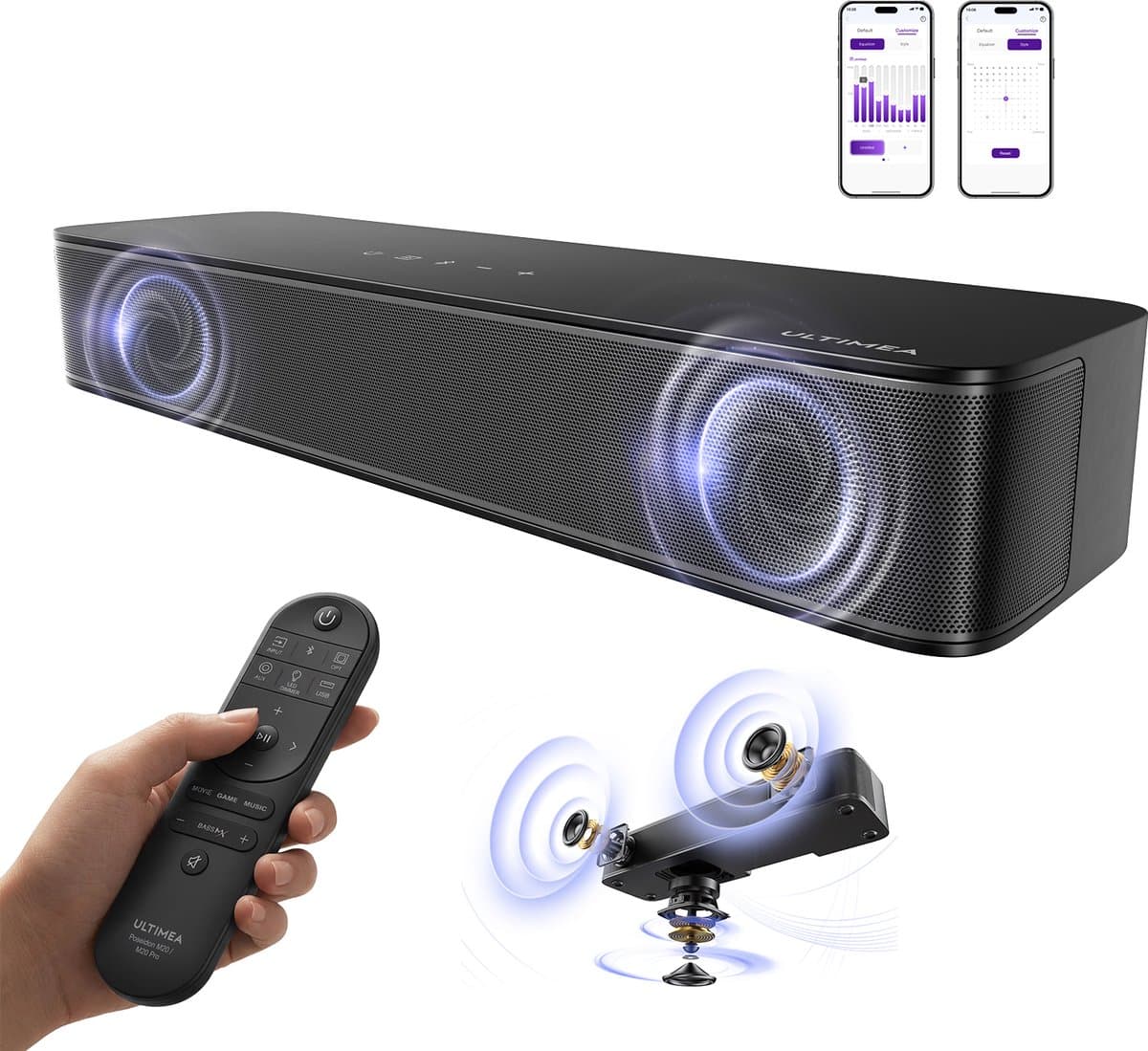 ULTIMEA Poseidon Serie 2.1 Soundbar voor TV – met ingebouwde Subwoofer, App-besturing, Bluetooth 5.4 — afbeelding 1