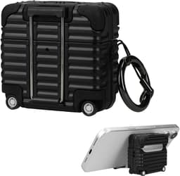 kwmobile Koptelefooncase met kofferdesign voor Apple Airpods 4 – zwart — thumbnail 2