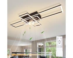 Glitzerlife - Plafond ventilator met verlichting - Dimbaar Led Licht - 6 Snelheden - Omkeerbare Zomer En Winterstand - Stille plafondventilator - Afstandsbediening Timer - Ø94 Cm - Zwart — afbeelding 1