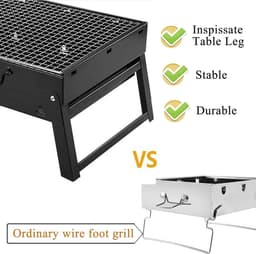 IBBO Shop - Opvouwbare BBQ -Draagbare opvouwbare grill met rooster -Portable Vouw Barbecue - Festival BBQ - Camping - Tafel - Zomer - Rechthoekig - 40 x 27 x 20cm - Zwart — thumbnail 4