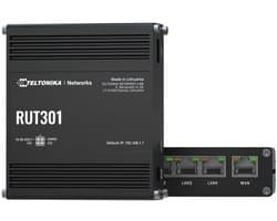 Teltonika RUT301 (EU) ethernet router - Router für Mobilfunknetz - Schwarz - Aluminium - Industriell - LAN - Leistung -