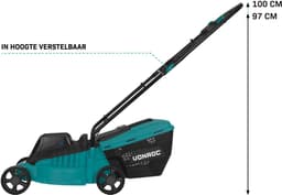 VONROC Accu Grasmaaier 20V en Grastrimmer 20V - Complete Set - 32 cm maaibreedte - Borstel-loze motor - Drie instelbare maaihoogtes: 30/50/70 mm - Incl. 30L Opvangbak - Incl. 4.0Ah Accu en snellader — thumbnail 4