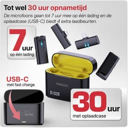 Draadloze Microfoon Set met Wind Filter - Noise Reduction - Geschikt voor iPhone & Android - 2 Stuks - Microfoon met Oplaadcase - Voor Vlog, Podcast, Stream, Interview, Laptop, Computer, Tablet, Telefoon — thumbnail 5