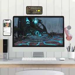 Magnetische Telefoonhouder voor Laptop – Aanpasbare Telefoonmonitor Zijbevestiging – Compatibel met iPhone 13/12 Series – Dun & Opvouwbaar -Zilver — thumbnail 3