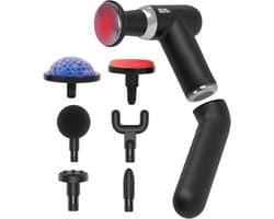 NueNext Massage Gun Professioneel Met Verlengarm - Massage Pistool mini - Sport en Relax Massage Apparaat - Warme & Koude Stand - 6 Massagekoppen - Krachtig en Draadloos - Zwart