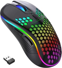 Kubus draadloze gaming muis - 3 verschillende DPI standen - rechtshandig - RGB verlichting - 82 gram - Zwart - werkt met alle software - ergonomisch — thumbnail 1