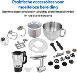 MEDION Keukenmachine met vleesmolen, blender 4-in-1, Zwart | IJskom voor ijsbereiding, 1200 W, raspen, snijden, kneden, deegmachine, MD18440 — thumbnail 5