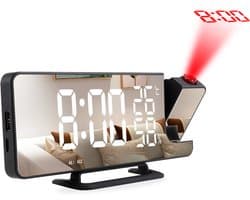 Premes - Wekkerradio met Projectie - Zwart - AM/FM - Op Netstroom - Digitale Klok - Wekkerradio’s - Projectiewekker - Wekker met Projectie - Klok Digitaal - Klokje - Klokken