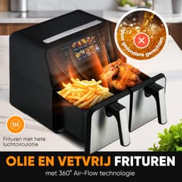 ProfiCook FR 1287 H - Dubbele Heteluchtfriteuse - 2 x 4 Liter - Met kleurendisplay - Touchscreen - 9 Programma's - 2 onafhankelijke kookzones — thumbnail 10