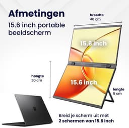 Luxe Portable Monitor Pro – 15.6 Inch – Beeldscherm voor Laptop – Verstelbaar – Draagbare Monitor – Opvouwbaar Scherm – Tri-Screen – Full HD — thumbnail 4