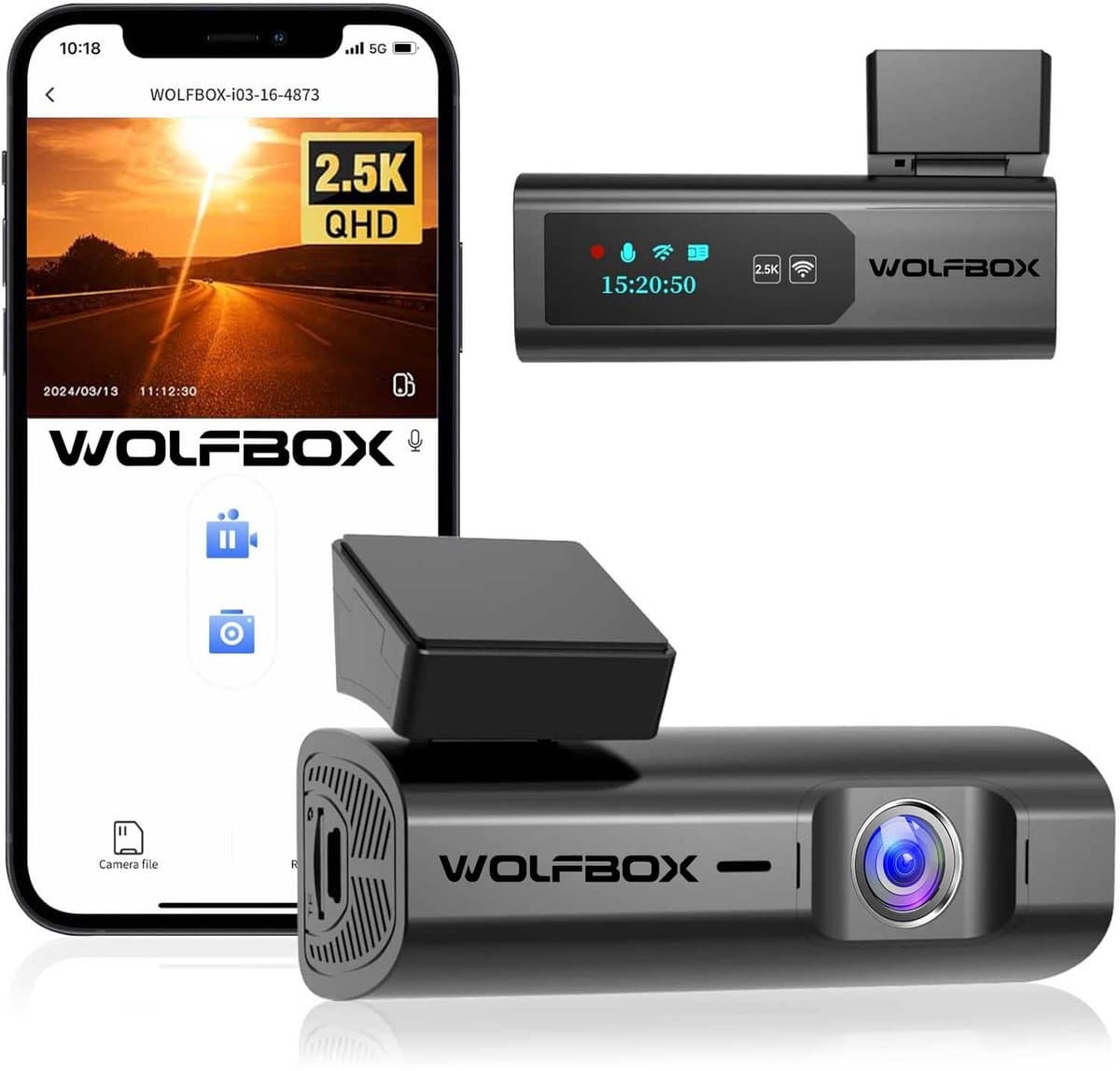 Wolfbox i03 2K Wifi dashcam - Parkeermodus - 1,0 inch Tnt scherm - 2K resolutie - Wifi met App - dashcam voor auto — afbeelding 1
