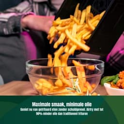 Luxe Dubbele Airfryer – Heteluchtfriteuse – Duo Airfryer – 10 Programma's – 2 Onafhankelijke Kookzones – XXL Design – 2400W – LED Display – Zwart — thumbnail 9