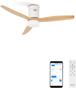 CREATE - Plafondventilator 40W silent Ø152 cm - Met Verlichting drie temperaturen - Met Wifi - Met Afstandsbediening - 6 Snelheden - Timer - Zomer/Winter functie - Wit - WIND CALM L — thumbnail 1