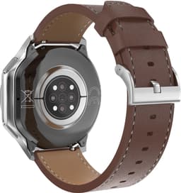 Knobbout 1.43 inch AMOLED-scherm met 3D-ontwerp Smartwatch - Slimme opnamefunctie- 4 GB interne opslag - MP4-video-ondersteuning - Nieuwste ATS3085S Gen 2-chipset - Ingebouwde kompasfunctie - Bruine lederen + blauwe siliconen horlogeban — thumbnail 3