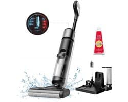 Stofzuiger - Draadloze Vacuum Cleaner - met Zelfreinigend & Dweil Functie - tot 50 min Looptijd - Slimme Vuildetectie - 3 Reinigingsmodi - LCD-scherm - Dubbele Tank - Zelfrijdend - 2500 mAh - 80 dB - 12 Ampère - 28 x 20 x 110cm - Zwart