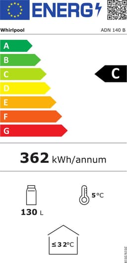 Whirlpool ADN140B - Tafelmodel koelkast - commerciële koelkast - Vrijstaand - 130 l - C label — thumbnail 3