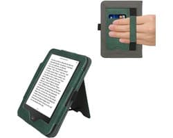 kwmobile flip cover voor e-reader - geschikt voor Tolino Vision 1 / 2 / 3 / 4 HD - Van imitatieleer en -suède - In donkergroen / donkergrijs
