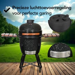 Aviro Kamado BBQ Egg XL - 21,6 Inch - Inclusief Hoes - Tot 10 Personen - Houtskoolbarbecue - Ø 46 CM - Zwart — thumbnail 2