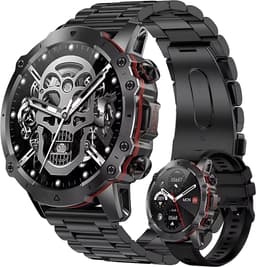 Royal Empire AK56 Smartwatch - Smartwatch Heren - Stappenteller - Bloeddrukmeter - Hartslagmeter - Slaapmonitor - Multisport - RVS & TPU bandje - 47MM - Geschikt voor alle Smartphones - Zwart — thumbnail 1