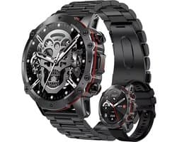 Royal Empire AK56 Smartwatch - Smartwatch Heren - Stappenteller - Bloeddrukmeter - Hartslagmeter - Slaapmonitor - Multisport - RVS & TPU bandje - 47MM - Geschikt voor alle Smartphones - Zwart