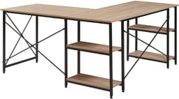 Bureau Klirurud L-vormig of recht bureau eikenkleurig en zwart [en.casa] — thumbnail 2
