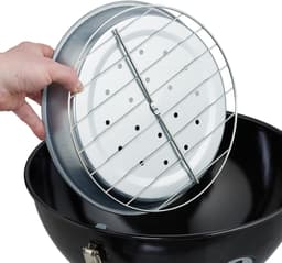 Houtskoolbarbecue draagbaar - Ø 34 cm - met deksel en tang - staal — thumbnail 2