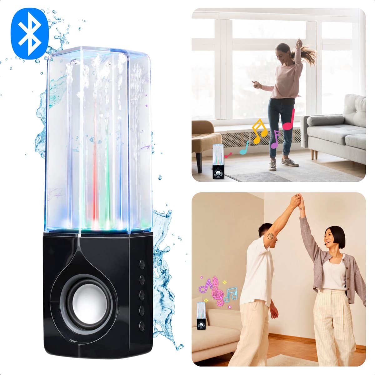 Cheqo® Dansende Water Bluetooth Speaker Draadloos - 6W Geluid - LED Lichtshow - Draadloos en Waterdicht — afbeelding 1