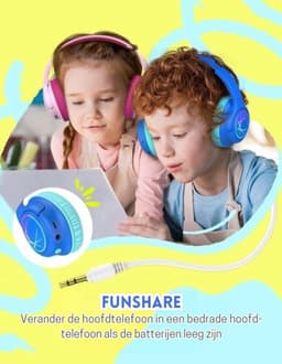 StayPowered Koptelefoon voor Kinderen - de Ultieme Kinderhoofdtelefoon met 43 Uur Speeltijd en Veilige Volumebegrenzing - Ingebouwde Verlichting - Opvouwbaar Ontwerp - USB C - Bedraad/Bluetooth - 2 Stuks - Levering Sneller dan Aangegeven! — thumbnail 2