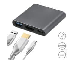 USB-C naar HDMI Adapter – Multiport AV Converter met USB 3.0 – 4K @30Hz – Type-C naar HDMI voor MacBook, Laptop en Android